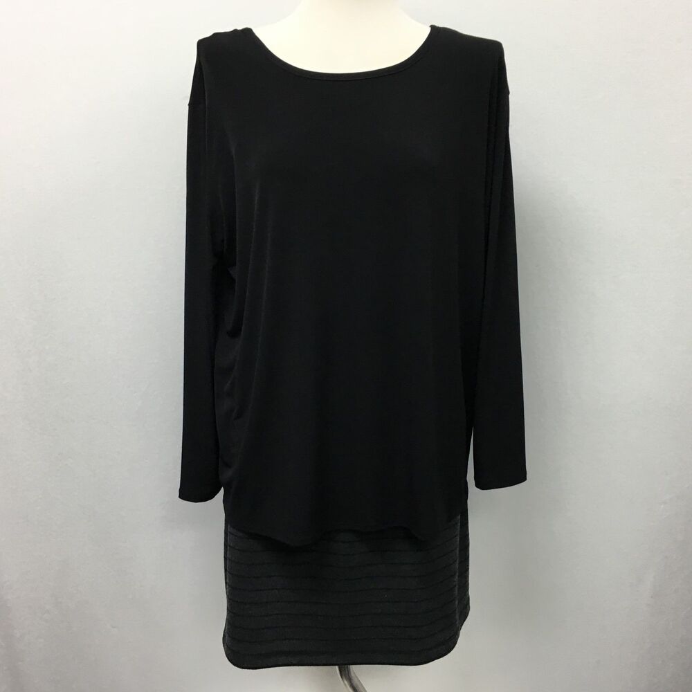 Emma & Michele Women's Dress Medium Black‎ Gray Multi-color Striped